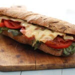 Delicious, long sandwich with cheese
